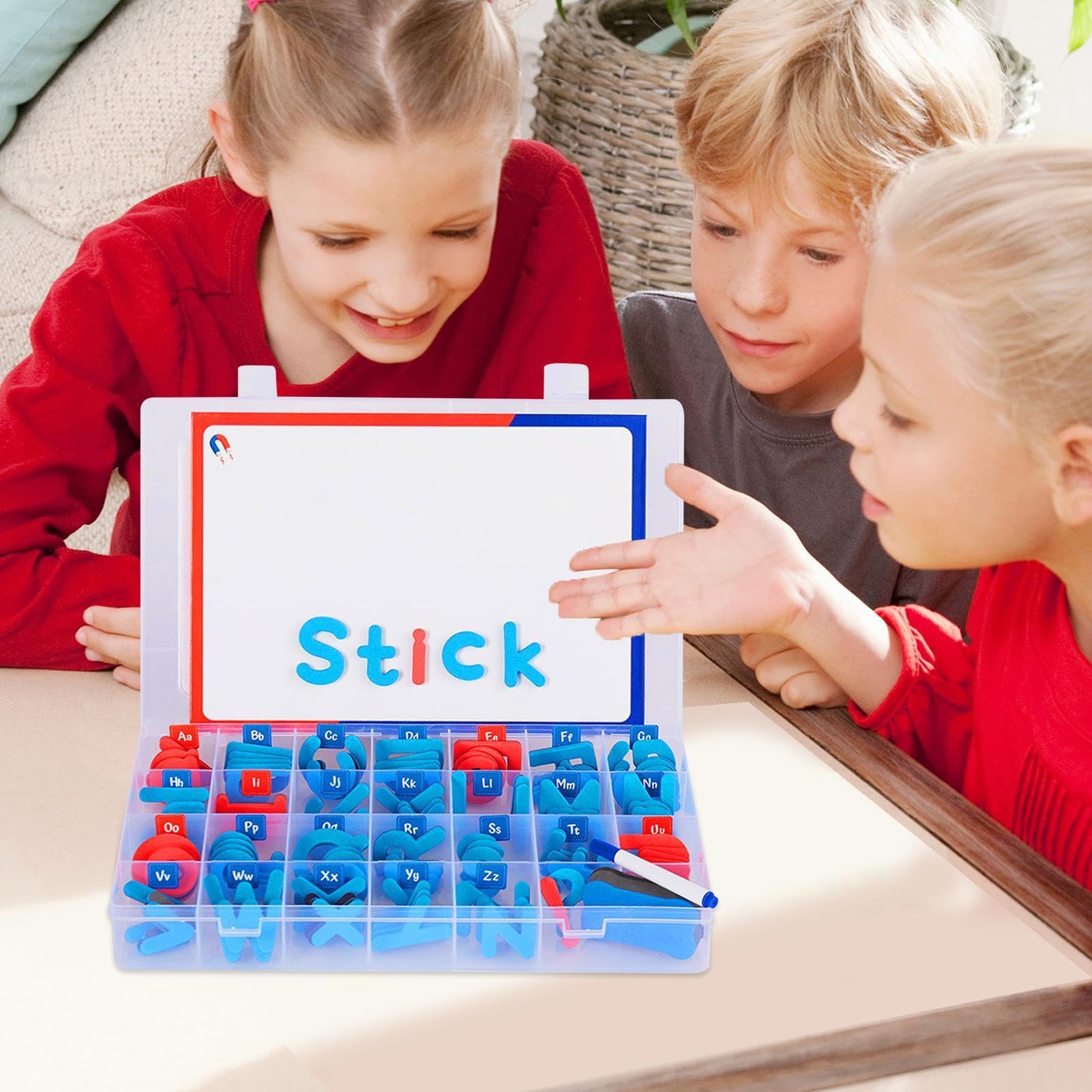 Set di lettere magnetiche colorate per ragazzi | Kit di lettere dell'alfabeto magnetiche con lavagna magnetica su entrambi i lati, per ragazzi e ragazze