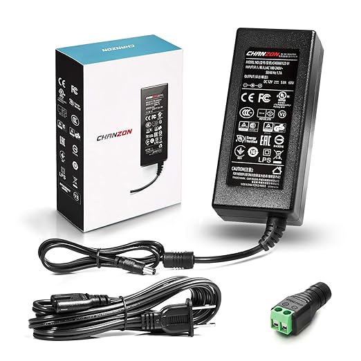 Chanzon 12V 5A UL Listed 60W AC DC Power Supply Adapter 2.1x5.5 2.5x5.5 ...