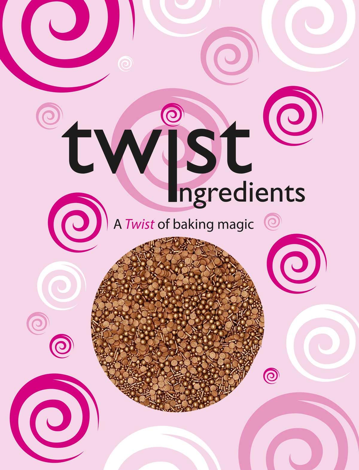 Twist Ingredients - Shimmer Bronze Cake Topper Sprinkles - 800g Edible Shimmer Cupcake Decorations - Weddings, Christenings & Birthday Parties - Colour Medley