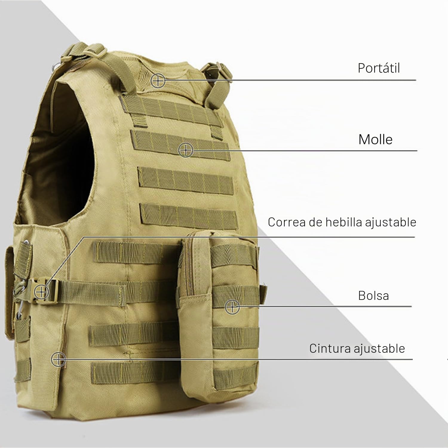 Chaleco Tácticos Militar Combate Camo Protección Molle para Airsoft Paintball Caza CS SWAT Juego de Guerra Deportes al Aire Libre con Herramienta de Bolsillo