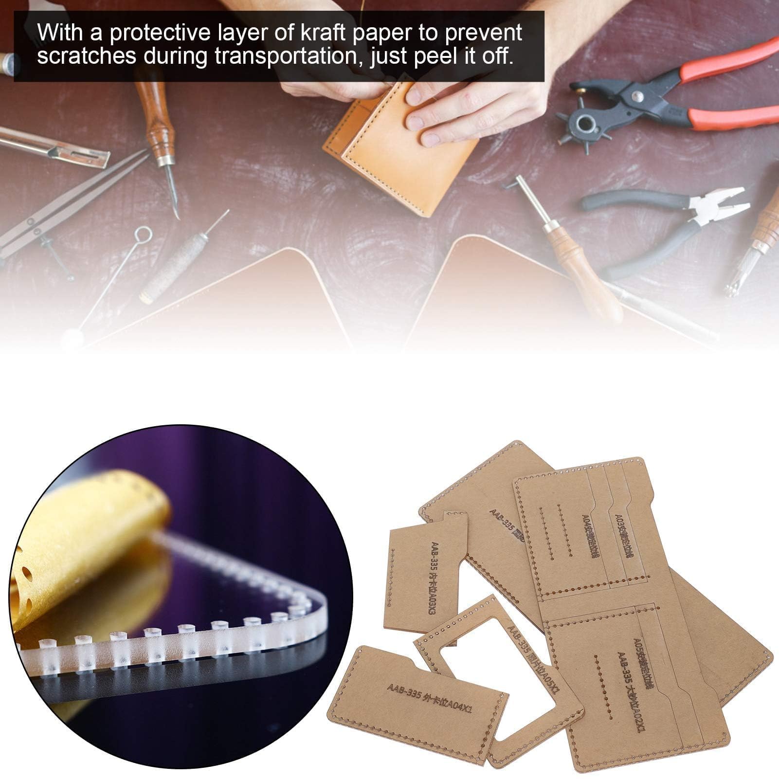 Garosa Modello di Portafoglio Corto Fai da Te Cucito Quilting Stencil per Artigianato Fai da Te Strumento Accessorio Fatto a mano5 Pezzi di Modelli in Pelle acrilica Handcraft Tools