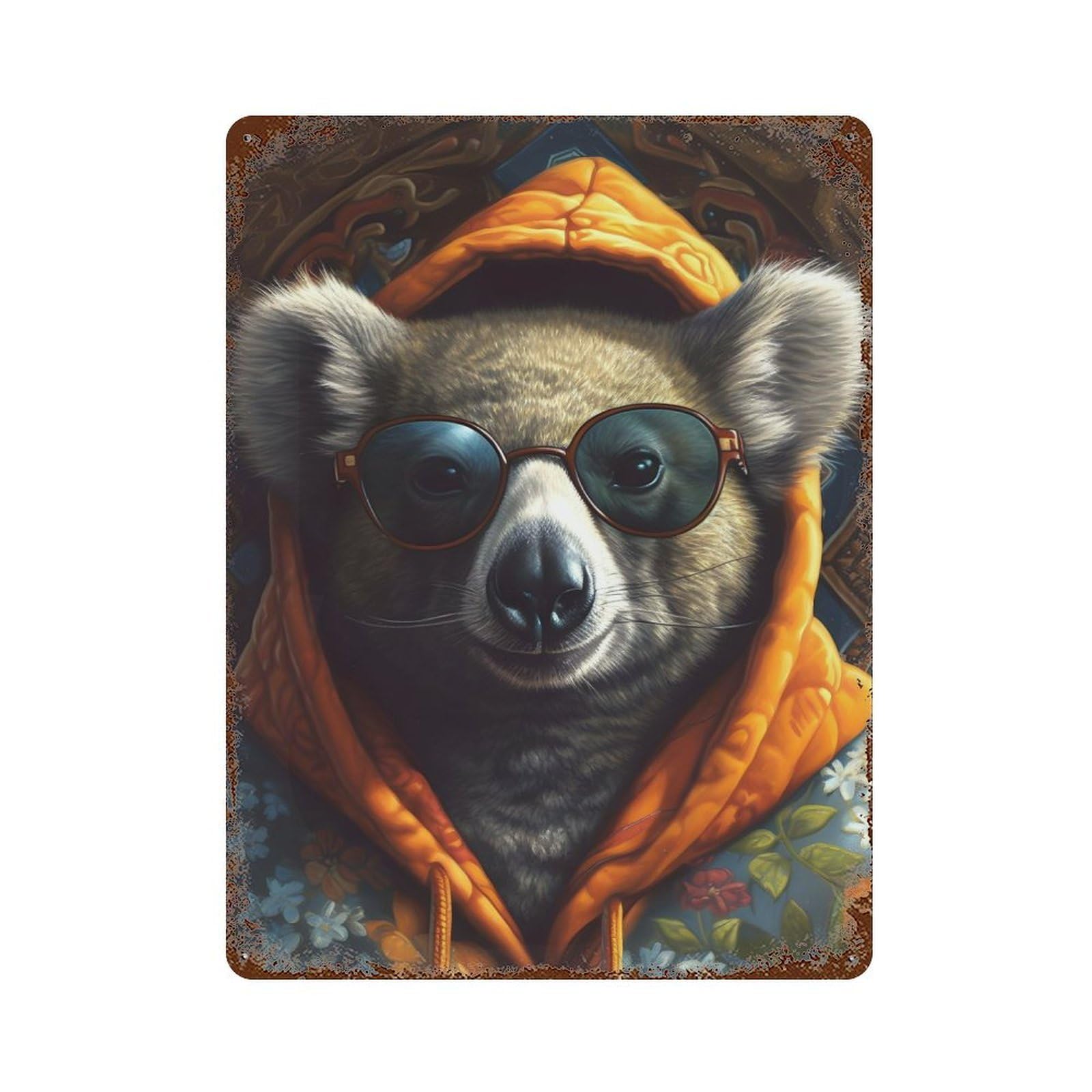 Koala with Sunglasses Rustic Tin Plaque 15.7"x11.8", for Shed, Workshop And Garage Wall Decor, Shabby Chic Decor