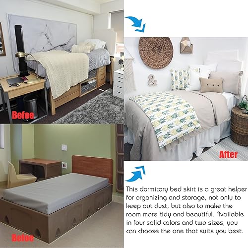 Miniatura 6 de Falda de cama para dormitorio  Falda de cama extra larga con volantes Twin-XL, falda de cama individual de tela cepillada de 3.88 oz  Esenciales