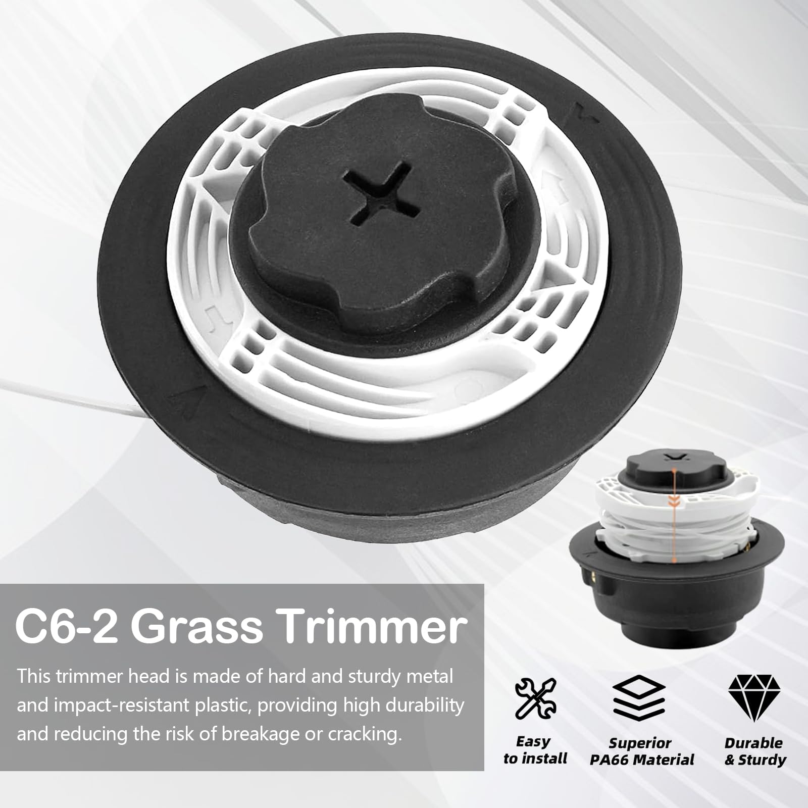 Juego de 2 Autocut C6-2 Cabezal para Stihl Desbrozadora FS38 FS40 FS45 FS50 FSE60 FSE71 FSE81 FSA60R FSA86R KM56R KM94R, Cabezal de Corte Autocut C6-2 Repuesto Carrete Hilo Recambios OEM 40067102126