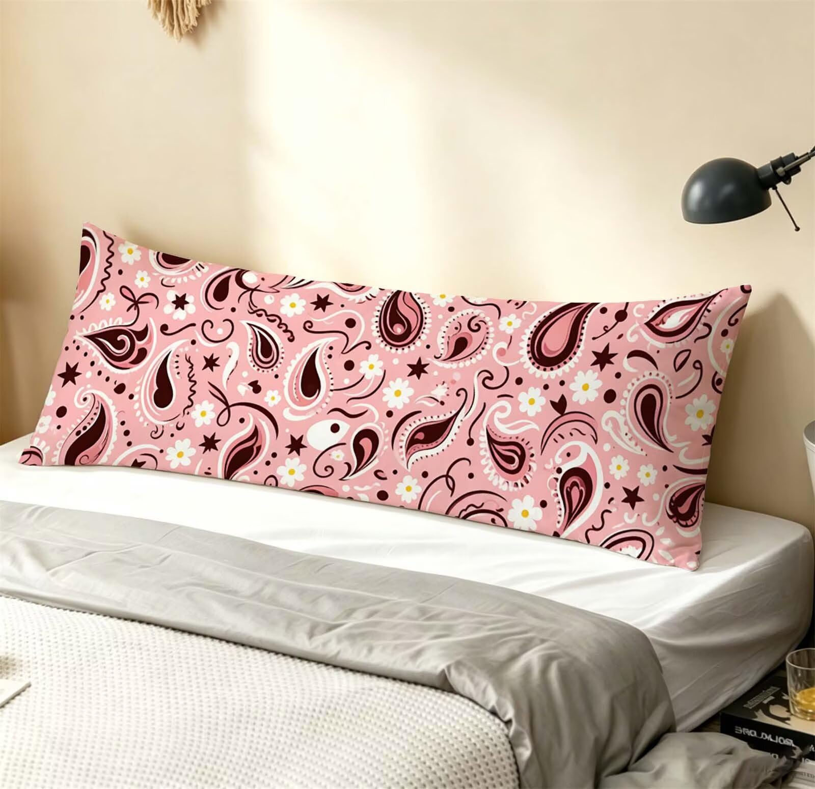 Rosa-4 Federe Cuscino Letto 55 x 160 cm, Grande Cuscini per Divano Lino, | Doppia Faccia Stampa, Abstract-2 Fodera per Cuscino Decorativa, con Cerniera, Cuscino per Dormire Sul Fianco j-130