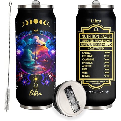 Libra Constellation Zodiac Stainless Steel Tumbler - 17 Oz With Straw Lid, Coffee M...