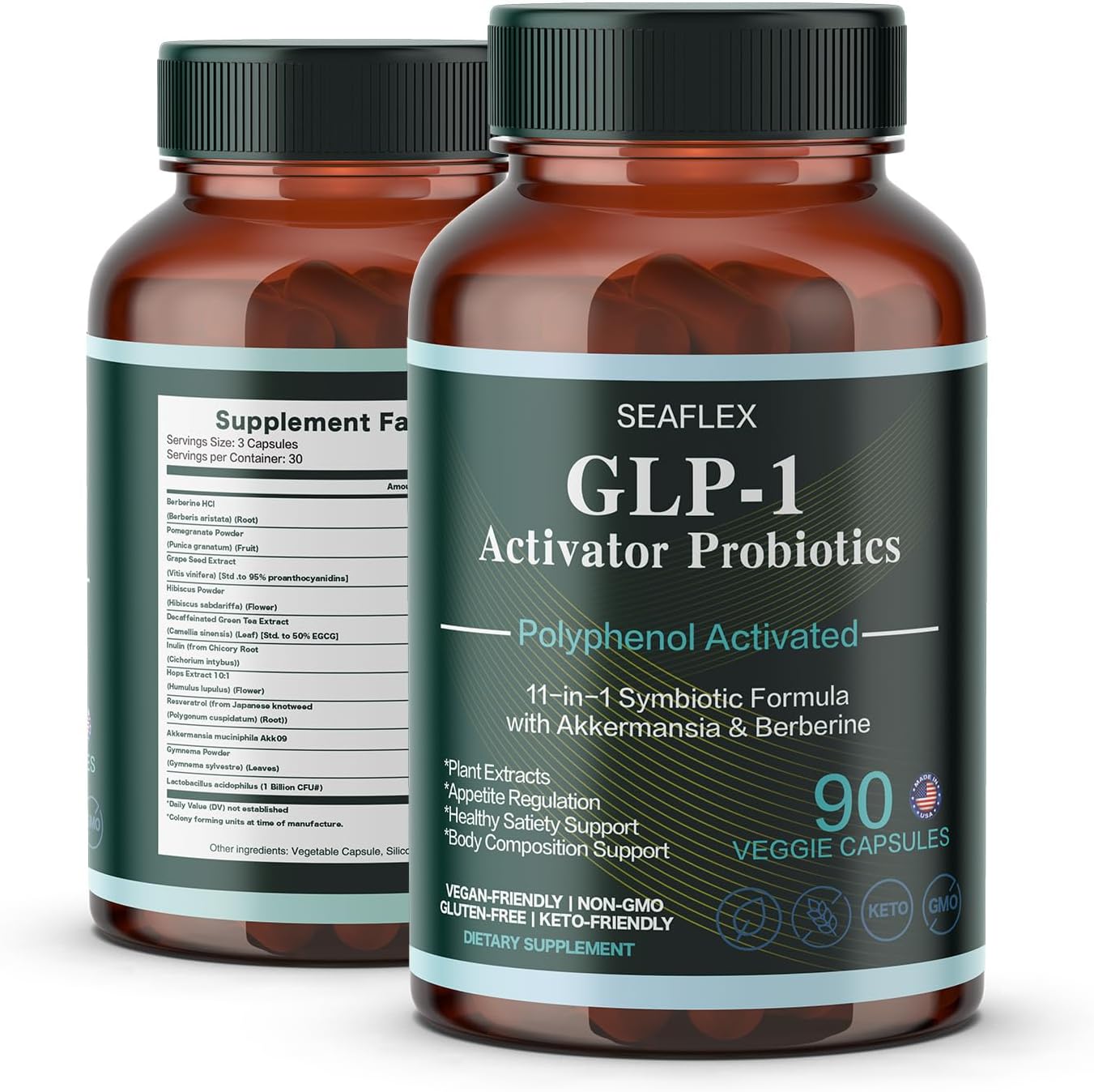 GLP-1 Supplement for Healthy Weight Goals & Hunger Balance for Men and Women with Akkermansia, Berberine, Inulin, Resveratrol, Hops... -Supports Digestion,Gut Health（90 Count） - Image 8