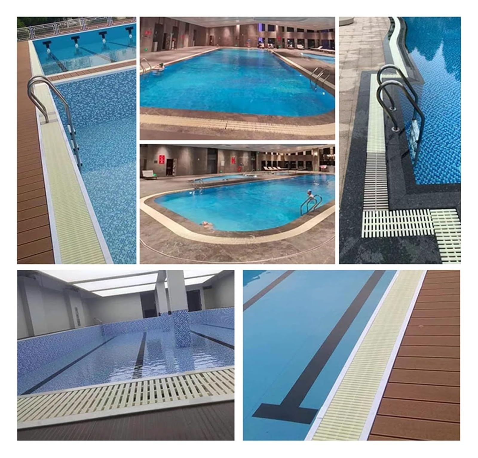 Griglie per piscine, griglia per piscina resistente, copertura per griglia di drenaggio con texture a rombi, 18x100 cm (confezione da 2) per patii, vialetti, terrazze - soluzione efficiente per i