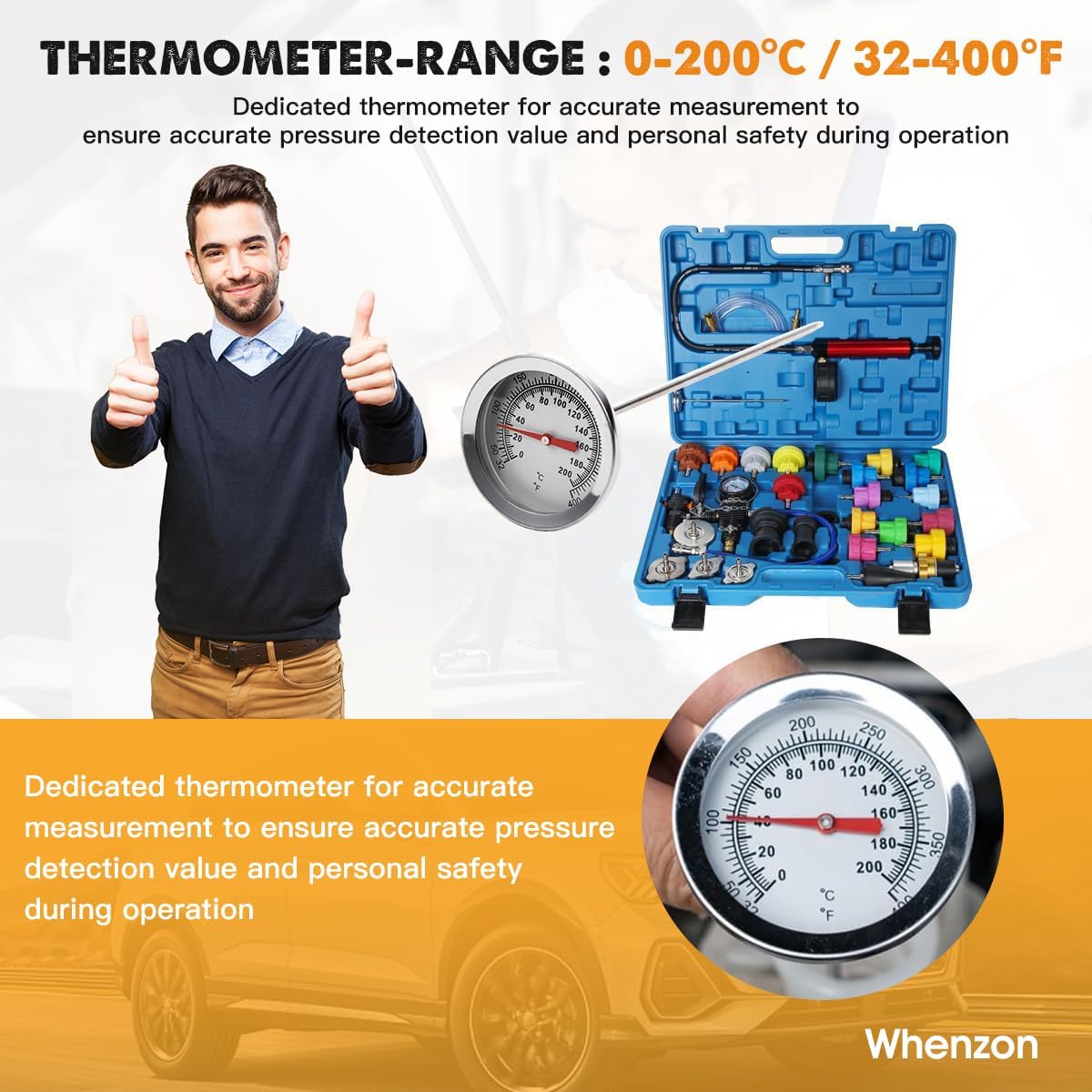 Radiator Pressure Tester Kit, Coolant Pressure Tester and Vacuum Refill Kit for Automotive Cooling System Water Tank Leakage Detection (Universal Fit 34PCS)