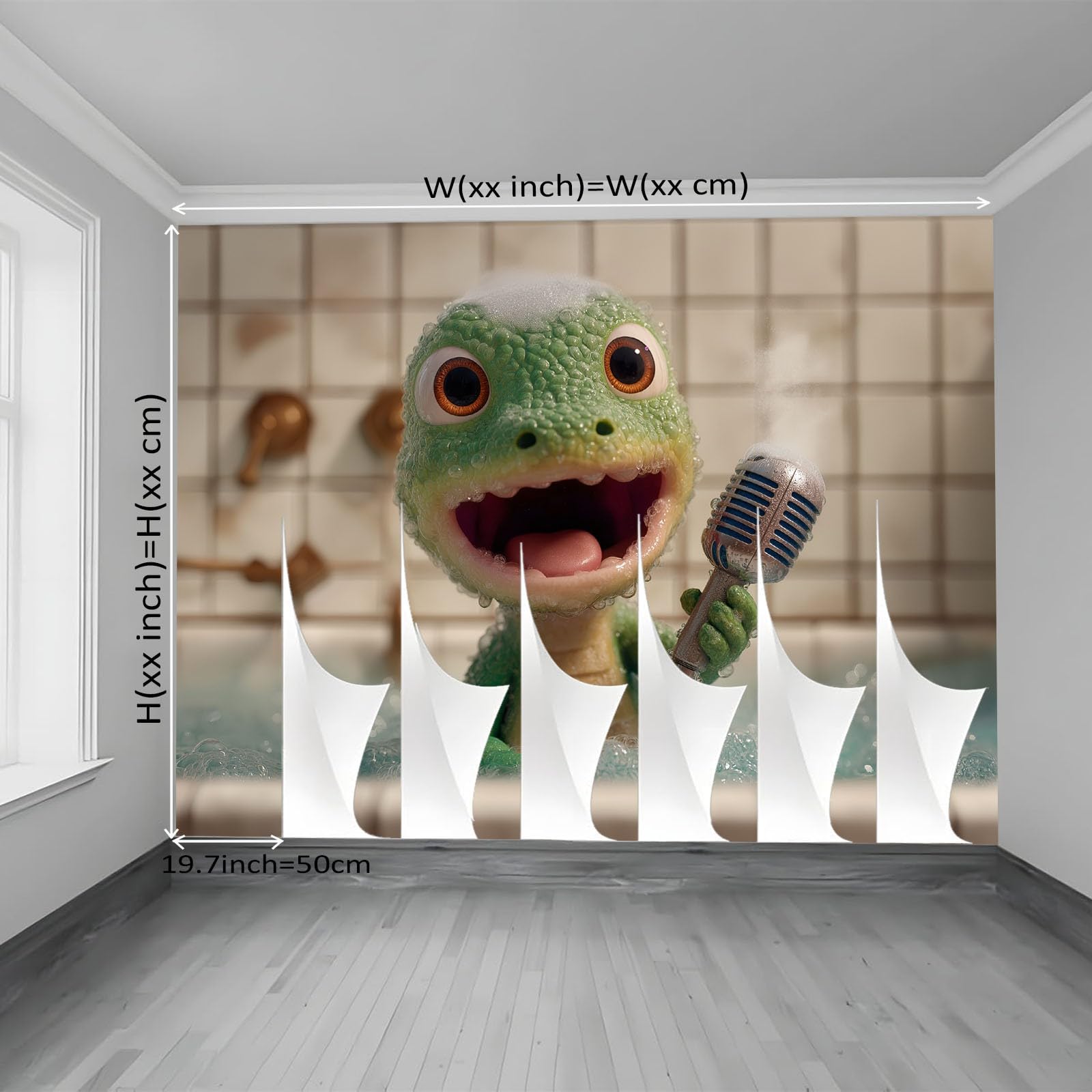 Fototapeta 250 x 175 cm, mały dinozaur, dekoracja z włókniny, do pokoju chłopca, biura, zielony