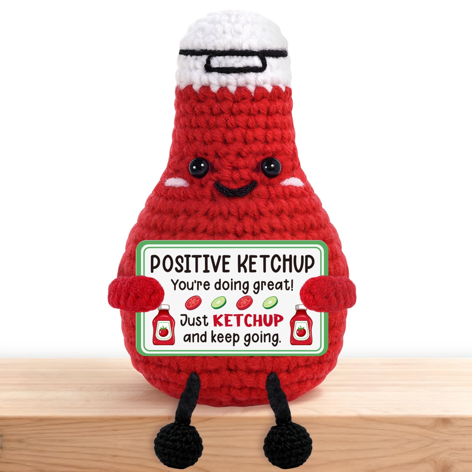 Buioata Gift For Her, Emotional Support Gifts For Women, Birthday Gift For Women, Positive Crochet Doll Ketchup, Handmade Crochet Ketchup Cute Stuff, Inspirational Gift For Friend Colleague Family