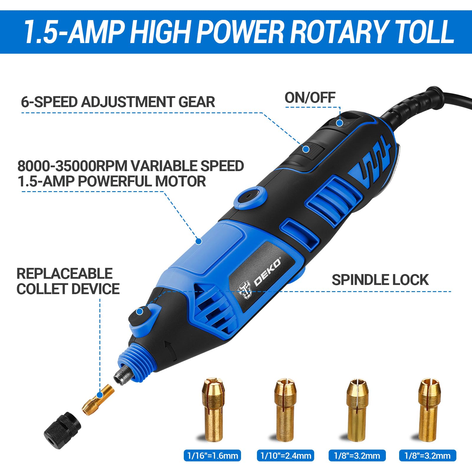DEKOPRO Rotary Tool Kit - 129 Accessories -3 DEKOPRO Rotary Tool Kit - 129 Accessories -3