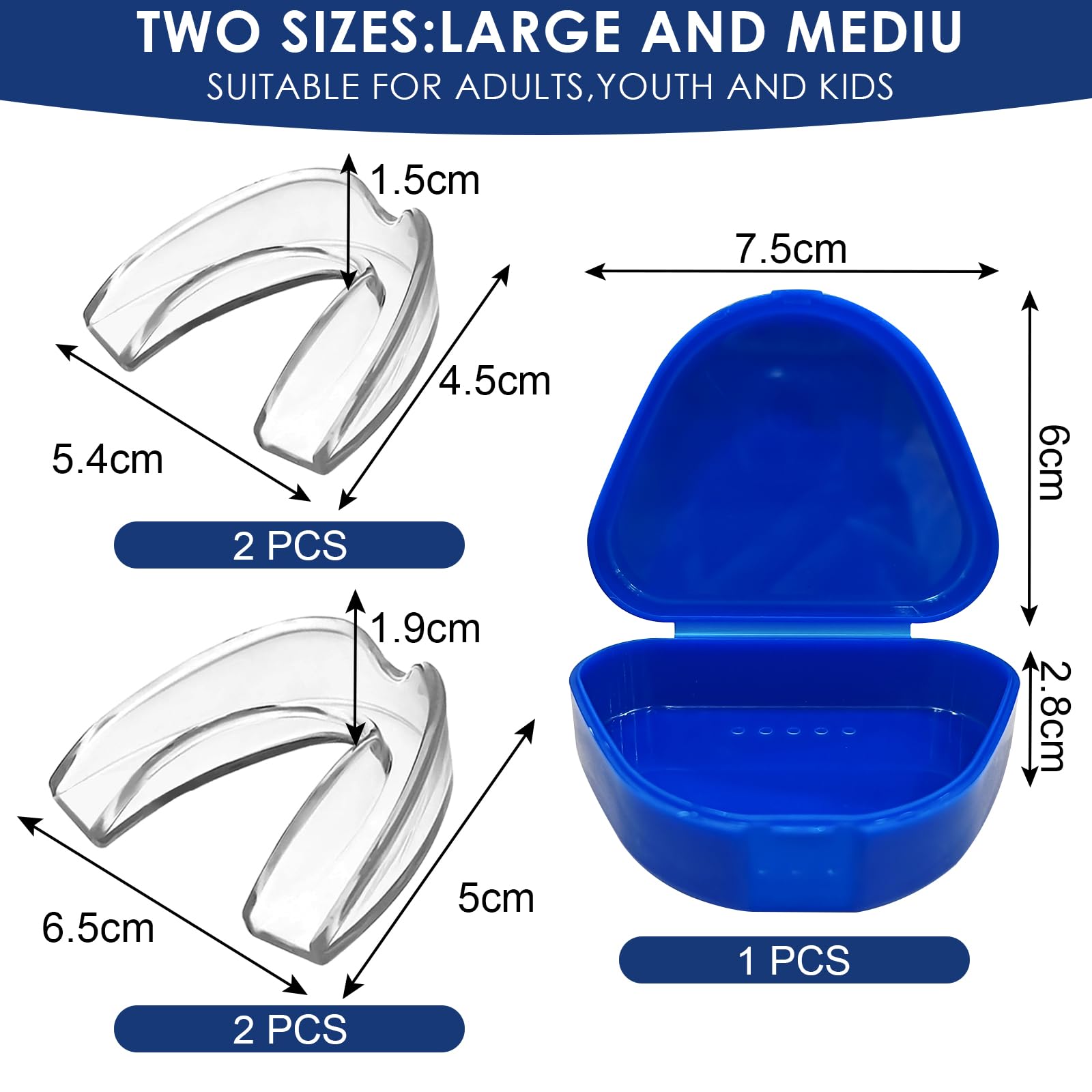 Ferula Descarga Bruxismo 4 Piezas Kit Protección Dental Reutilizables Protector Dental para Rechinar Dientes