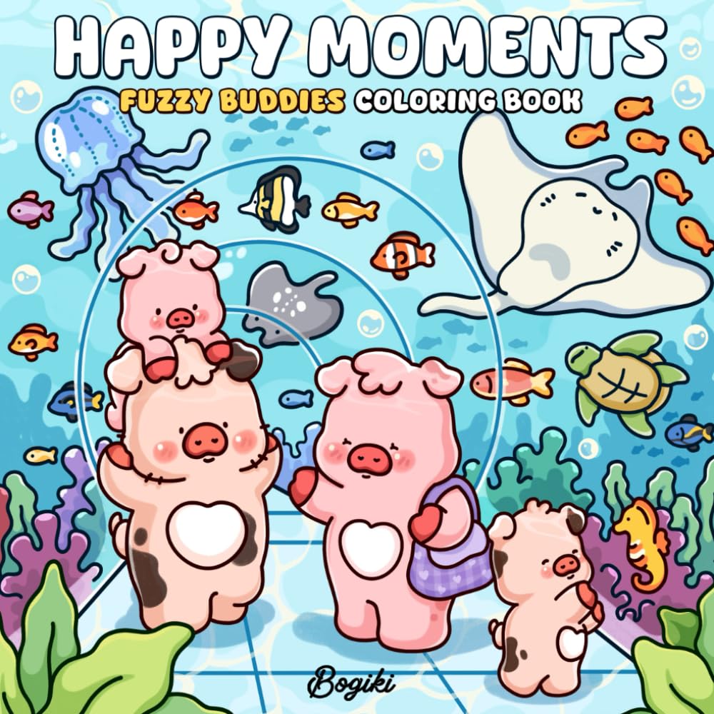 Happy Moments: Cute Coloring Book for Adults and Teens Featuring Animal Families in Cozy Home Scenes for Relaxation and Stress Relief