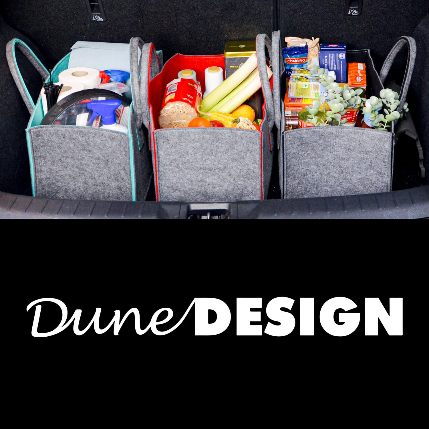 DuneDesign Set de 2: Bolsa de Fieltro hasta 25kg - 50x25x25 Cesta para Leña Interior - Cesta de Almacenaje Tote Bag Grande - Cesta Compra Bolsa Compra Plegable - Cesta Leña Chimenea Cesta para Pellets