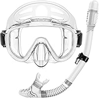 Zipoute Snorkel Dry Top Snorkel Set for Adults - 180° Panoramic Anti-Fog Anti-Leak Tempered Glass Mask, Adjustable for Snorkeling Diving Swimming