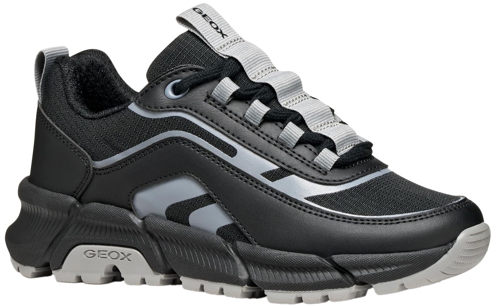 Geox J FLEXYPER Plus BOY Sneaker, Black/Grey, 1.5 UK
