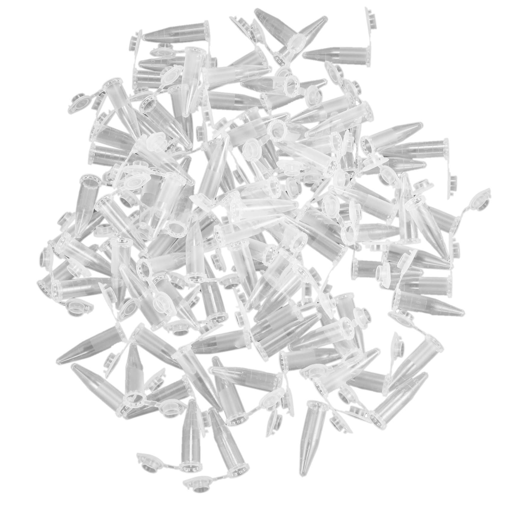 100pcs 42x11mm Plastic Instant Cap 1.5ml Lab Test Tube Centrifuge Vial Mini Clear