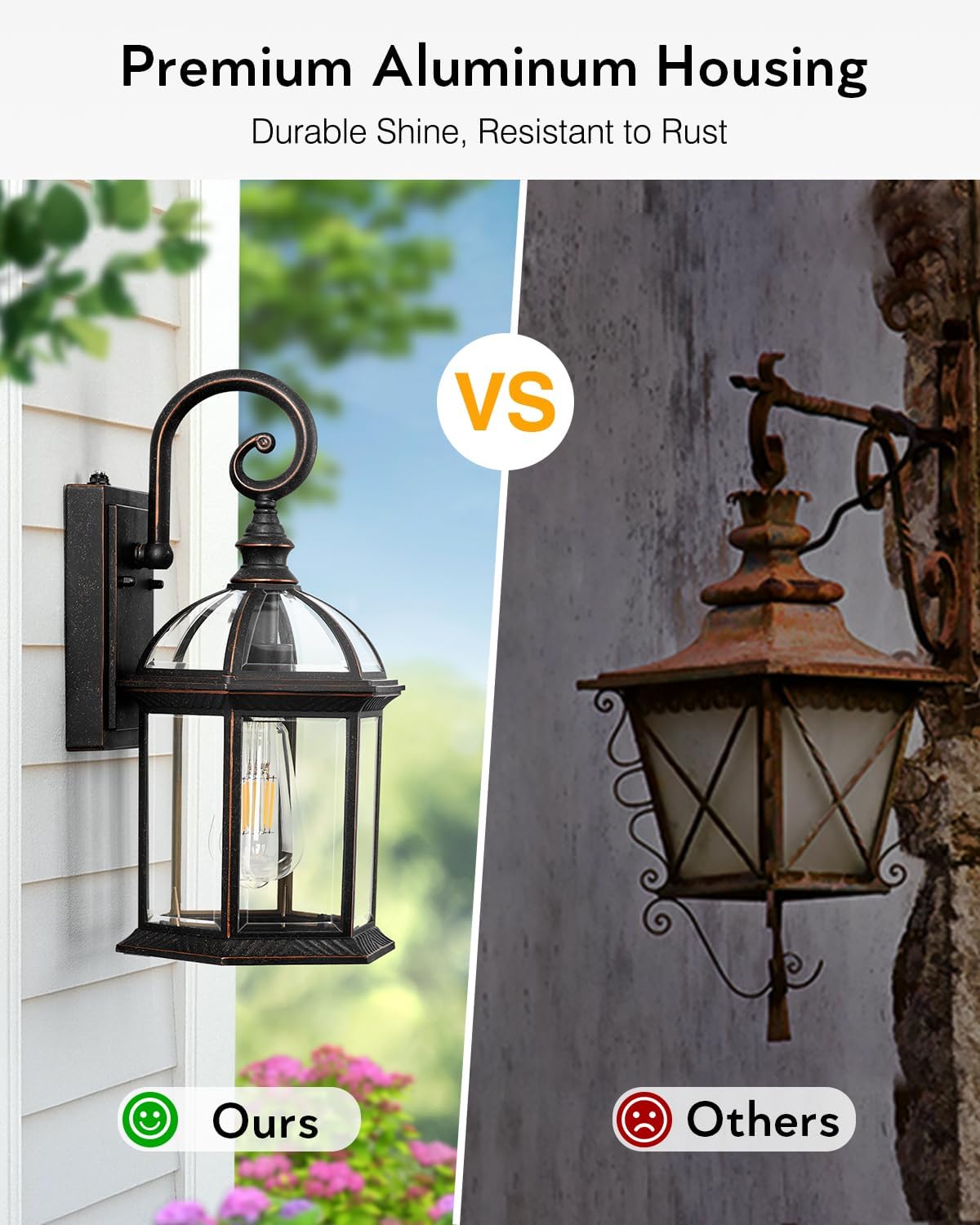 VIANIS 15.7" Large Outdoor Wall Lights, Oil Rubbed Bronze Dusk to Dawn Outdoor Lighting, 100% Aluminum Anti-Rust Outside Lights for House, Waterproof Porch Lights Outdoor for Doorway, Garage, Entryway