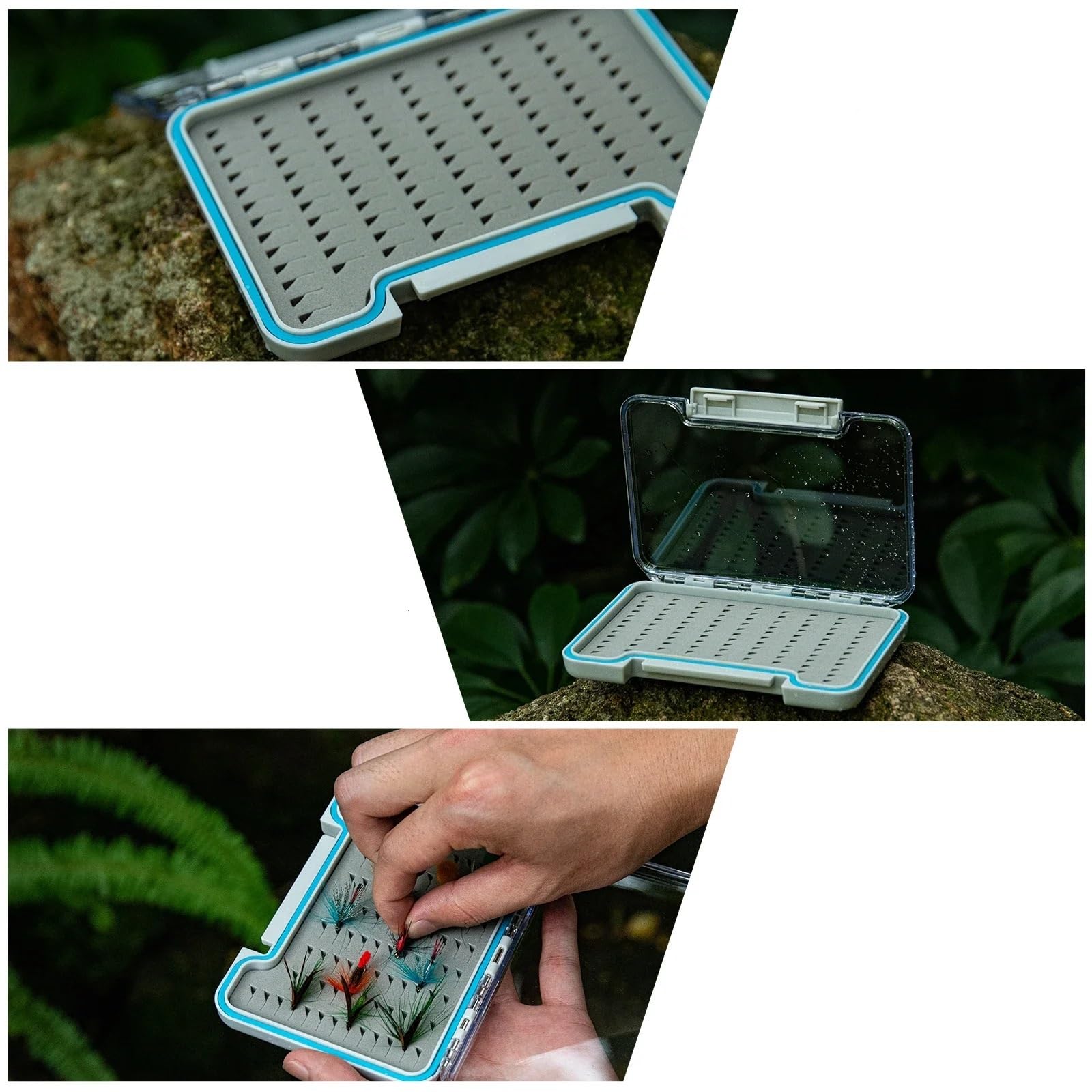 Cajas de almacenamiento señuelos pesca con mosca, contenedor impermeable, caja anzuelo plástico ABS transparente, accesorio for aparejos Adecuado para anzuelos y cebo(Green2)