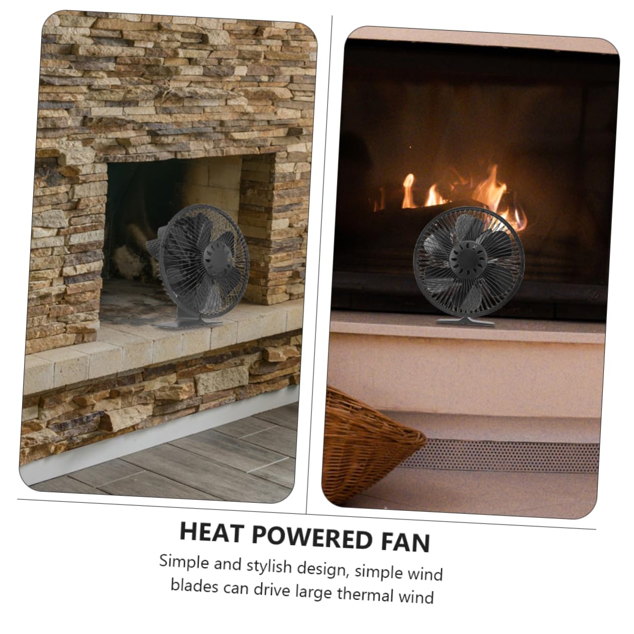 ABOOFAN Ventilatore per Stufa a Legna 6 Pale in Lega di Alluminio Nero