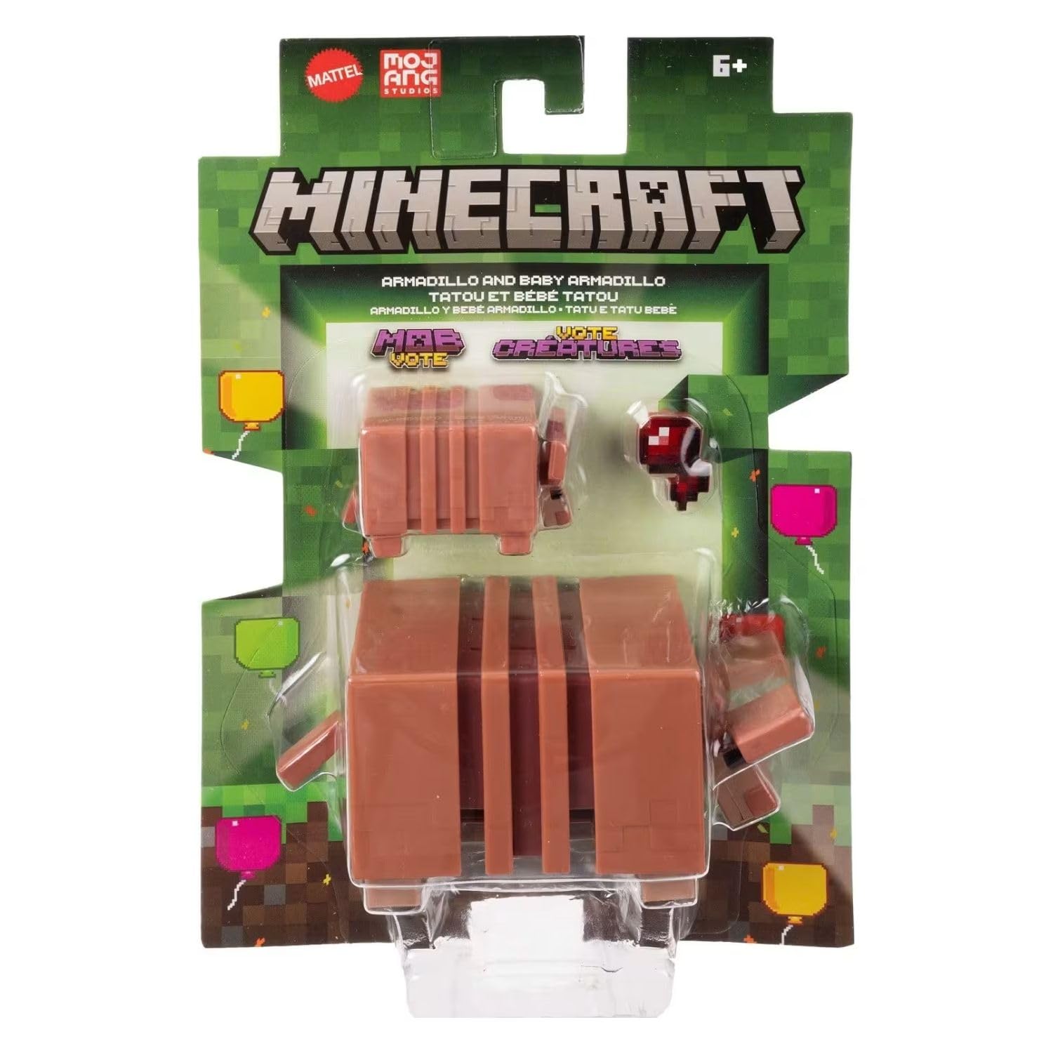 Mattel Minecraft Core Action Figure Set 8,3 cm Scala Mob Voto Vincitore Armadillo e Baby Armadillo