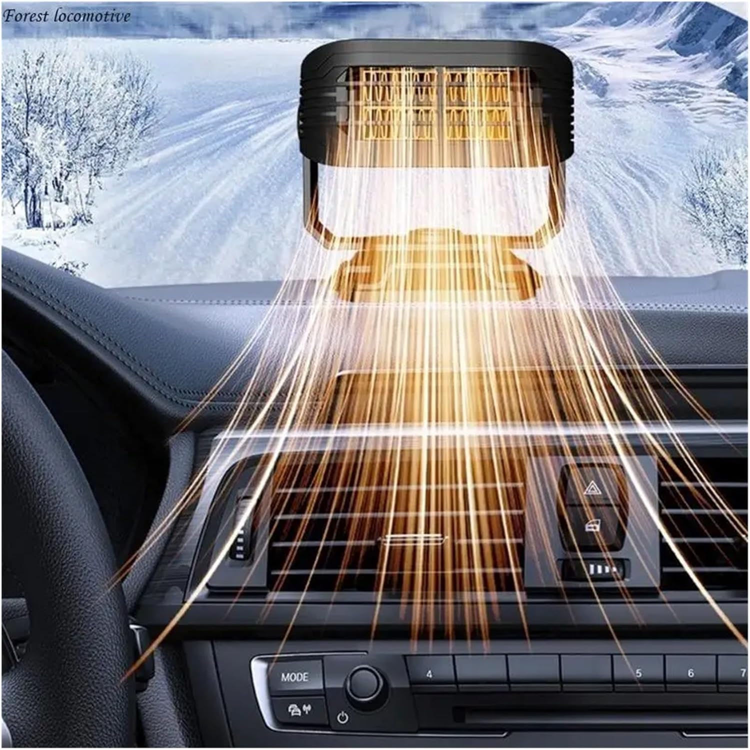 Power 150W Car Defroster Fast Heating 12V Vehicle Windshield Demister Heater for Cold Winter Day 32GB(Yellow)