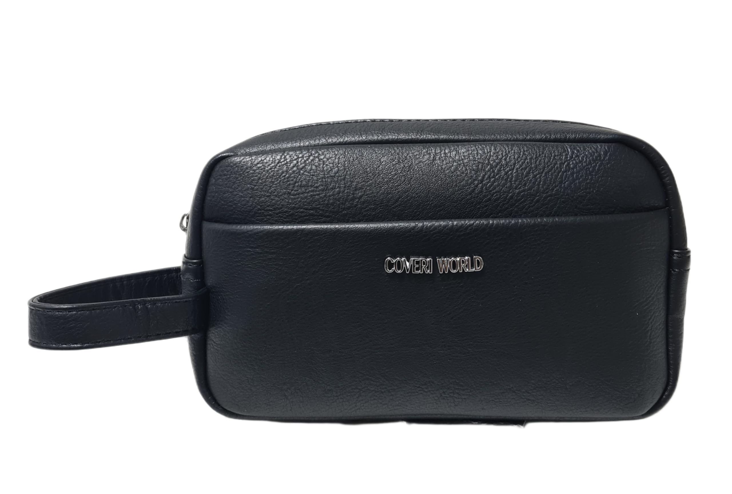 COVERI COLLECTION Borsello a Mano in Pelle Sintetica, Colore Nero e Marrone, con Manico, Tasche Interne e Chiusura con Cerniera, Dimensioni 22x7x14 cm Art. 4862