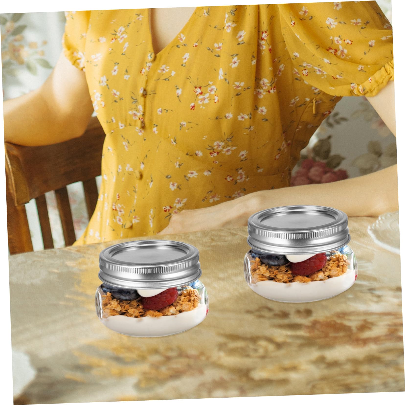 POPETPOP 6 pezzi Barattoli in Vetro Sigillati Coperchio Ermetico Contenitori Compatti per Cibo per Spezie Marmellate e Snack Facili da Trasportare e Conservare Freschezza