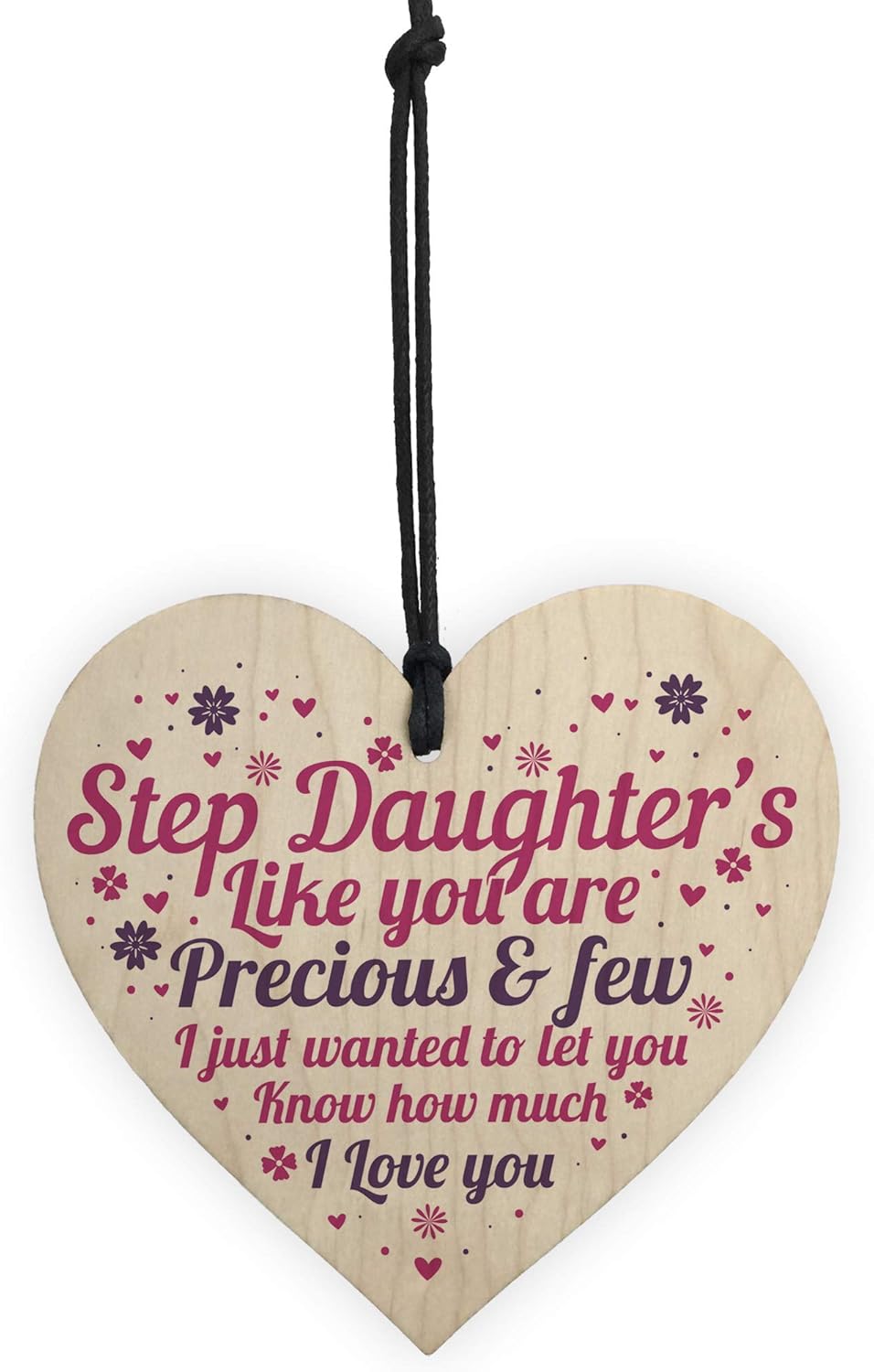 RED OCEAN Step Daughter Birthday Christmas Card Gift For Dughter From Step Mum Dad Wooden Heart THANK YOU Keepsake