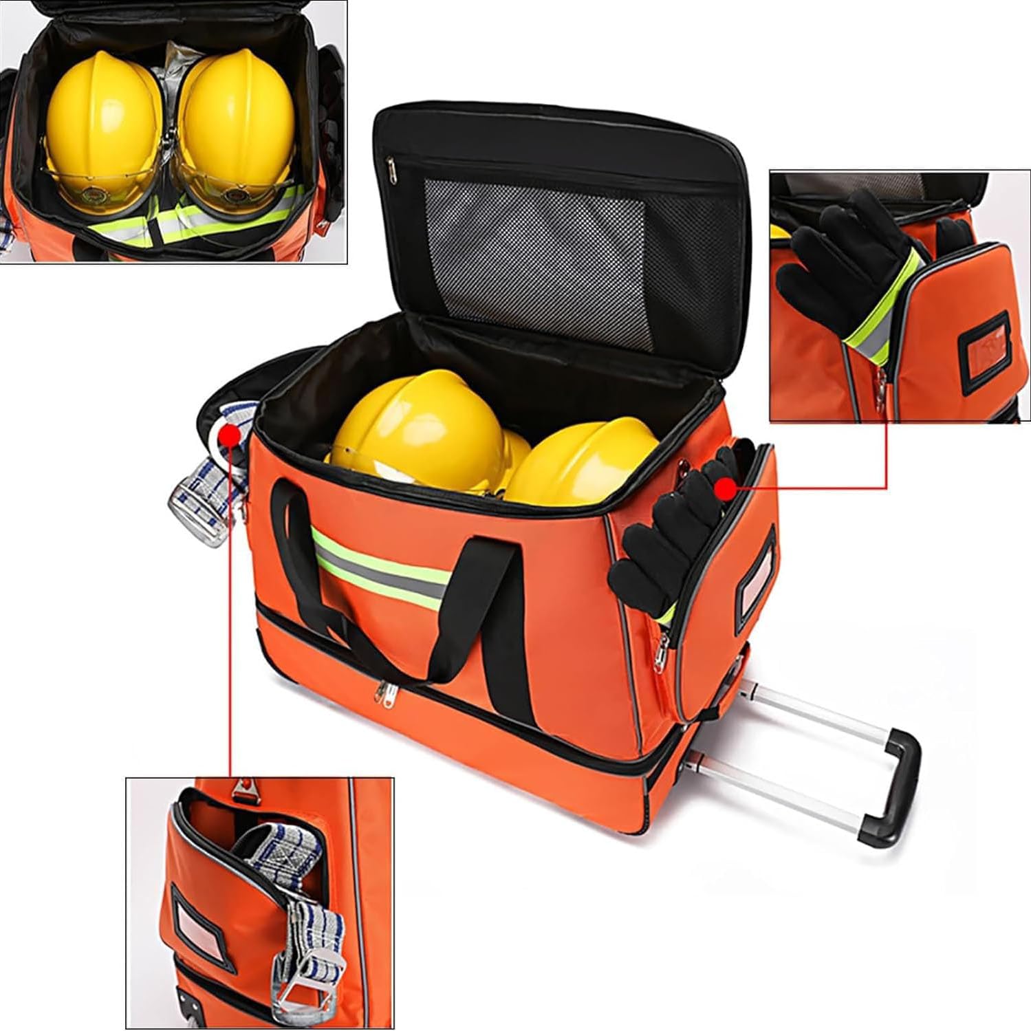 Bolsa de Primeros Auxilios de Emergencia, Bolsa de Primeros Auxilios portátil, Mochila de Alta Capacidad, Bolsa médica con Ruedas y Carrito Impermeable, Color Naranja
