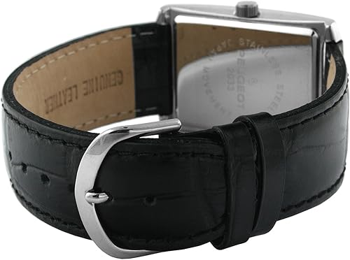 Miniatura 3 de Peugeot Reloj de pulsera para hombre con esfera de números romanos con textura rectangular y correa de cuero