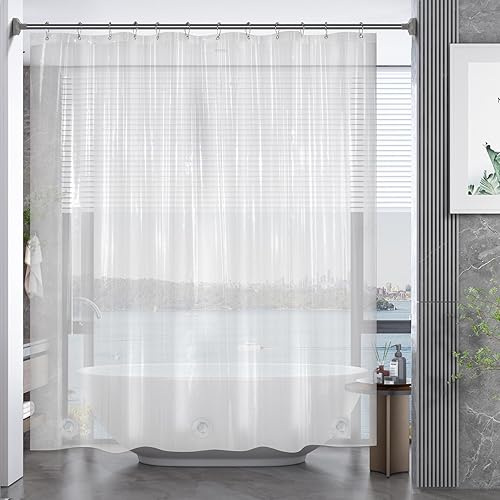 Miniatura 8 de AmazerBath - Cortina de ducha pequeña de plástico, 36 x 72 pulgadas, estrecha y transparente, gruesa, de PEVA, cortinas de ducha de pie con 2