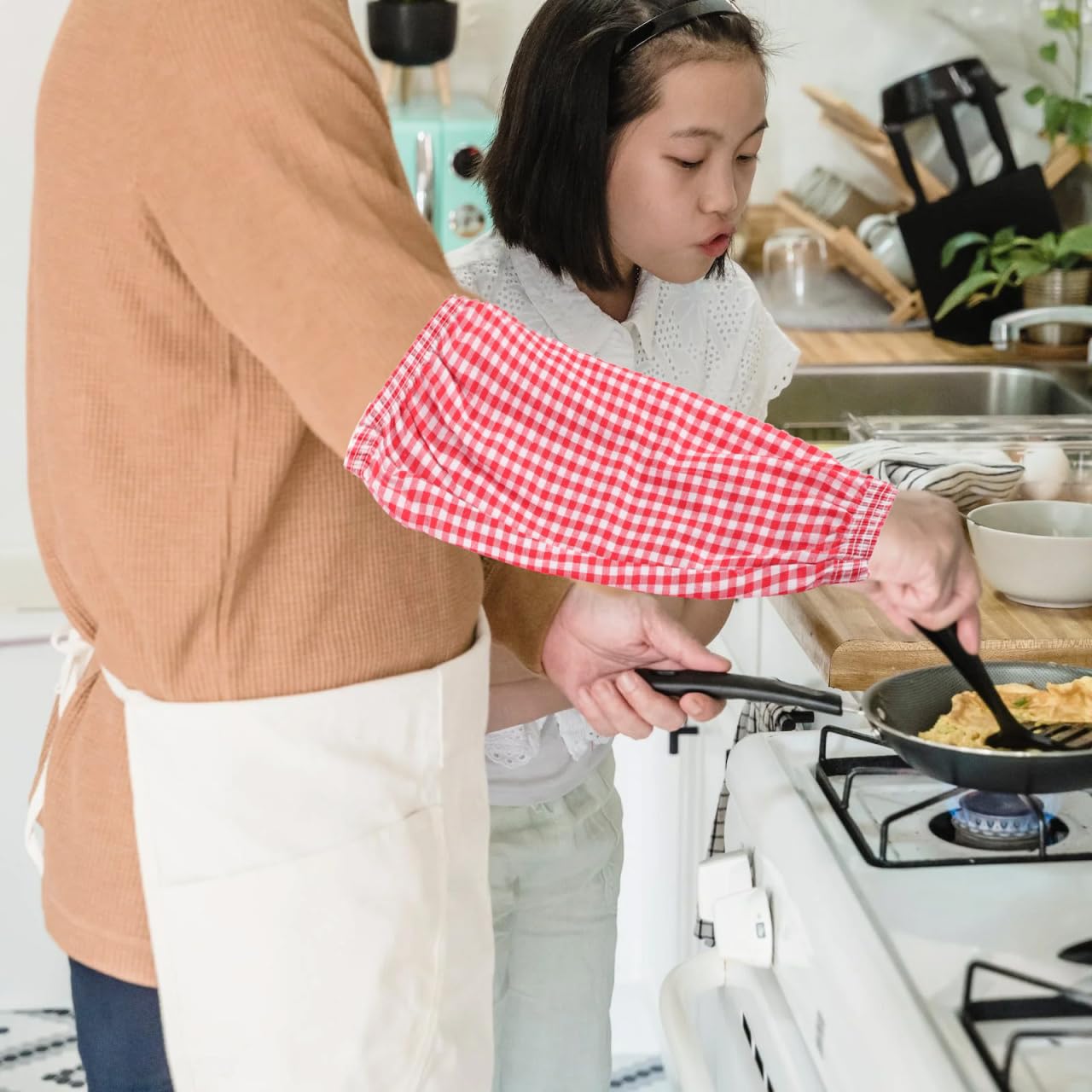 ifundom 3 pares de mangas a cuadros resistentes a las manchas, mangas de brazo de carnicero, fundas de brazo de cocina, fundas para el hogar, sobremangas; fundas para lavar sobre las mangas de las