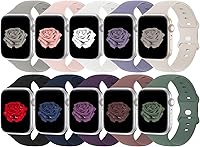 Vista 9 de Bandiction Compatible with Apple Watch Series 3 38mm Series 5 40mm iWatch Bands 38mm 40mm 41mm, Soft Silicone Sport Replacement Strap Compatible for