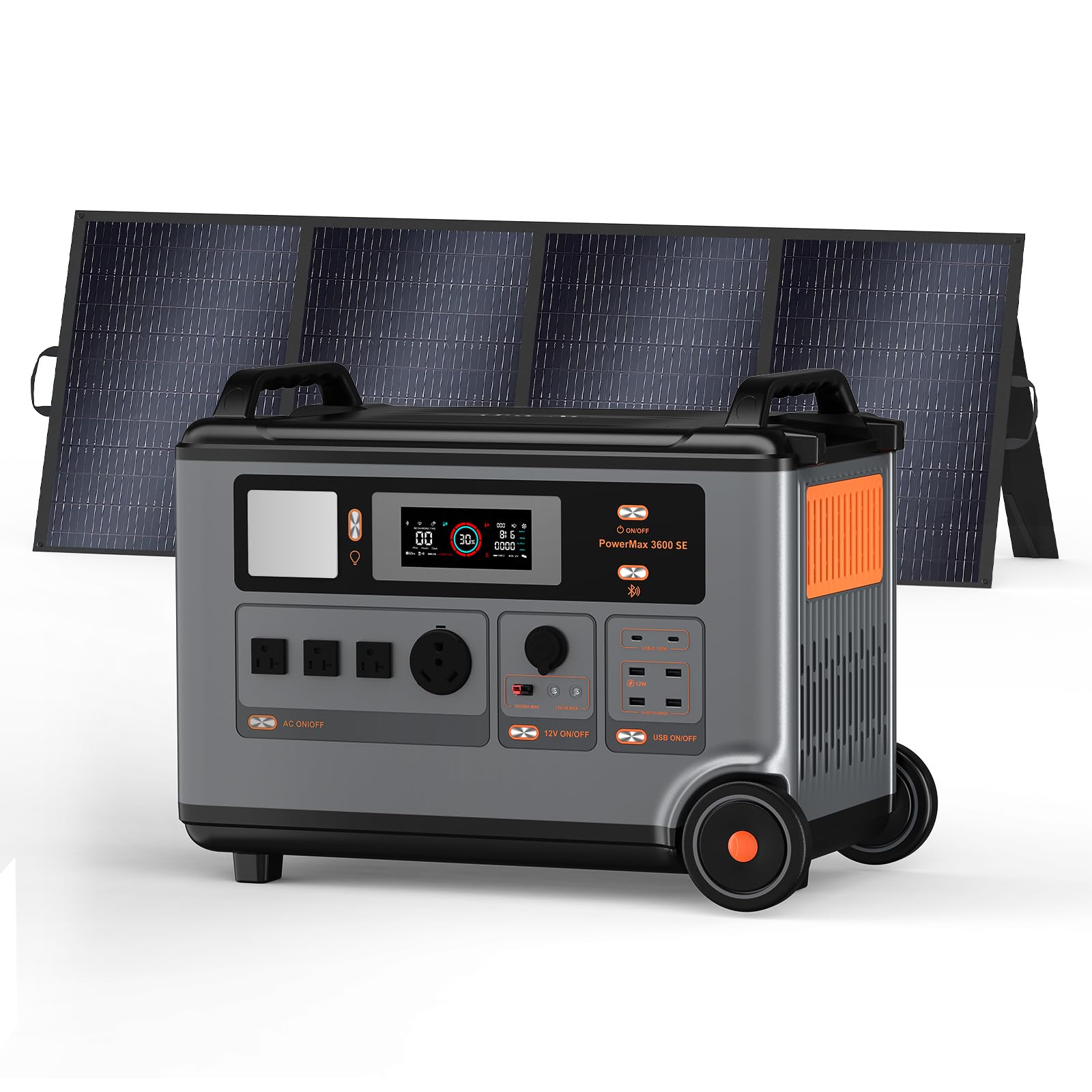 PowerMax 3600SE Centrale Elettrica Portatile con Pannello Solare da 400W | 3600Wh Generatore Solare 3600W, Batteria LiFePO4, Controllo APP, Power Station per Campeggio, Camper, Casa