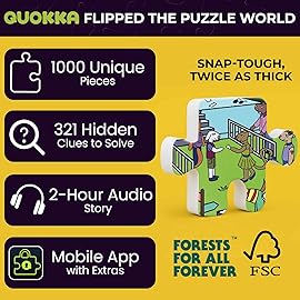 QUOKKA 1000 Piece Puzzle for Adults and Teens - Animal Bash Adult Jigsaw Puzzles with Hidden Secrets & Audio Story - Detailed Visual Puzzle Game for Focus & Relaxation with Twist - FSC Certified Gift
