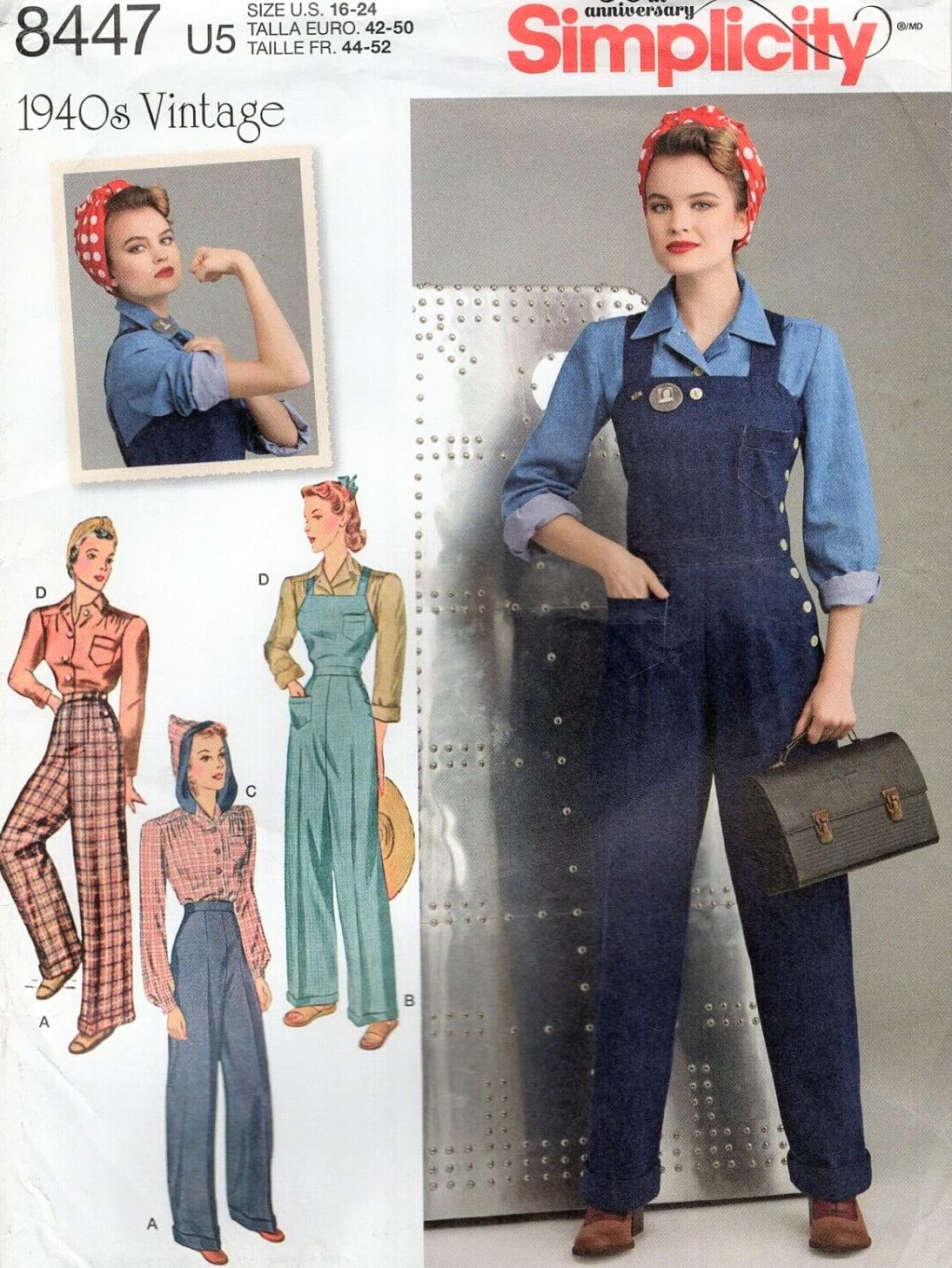 Patrons pour pantalons salopettes et chemisiers vintage femme Simplicity 8447 grande taille
