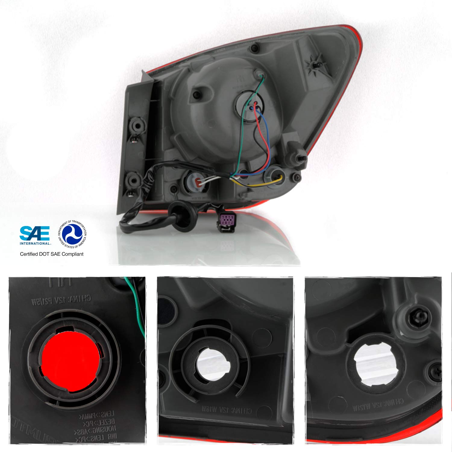 AKKON - Fits 2011 2012 2013 2014 2015 Chevy Cruze 2016 Cruze Limited Chrome Red Outer Tail Lamp Brake Light Driver Left Side