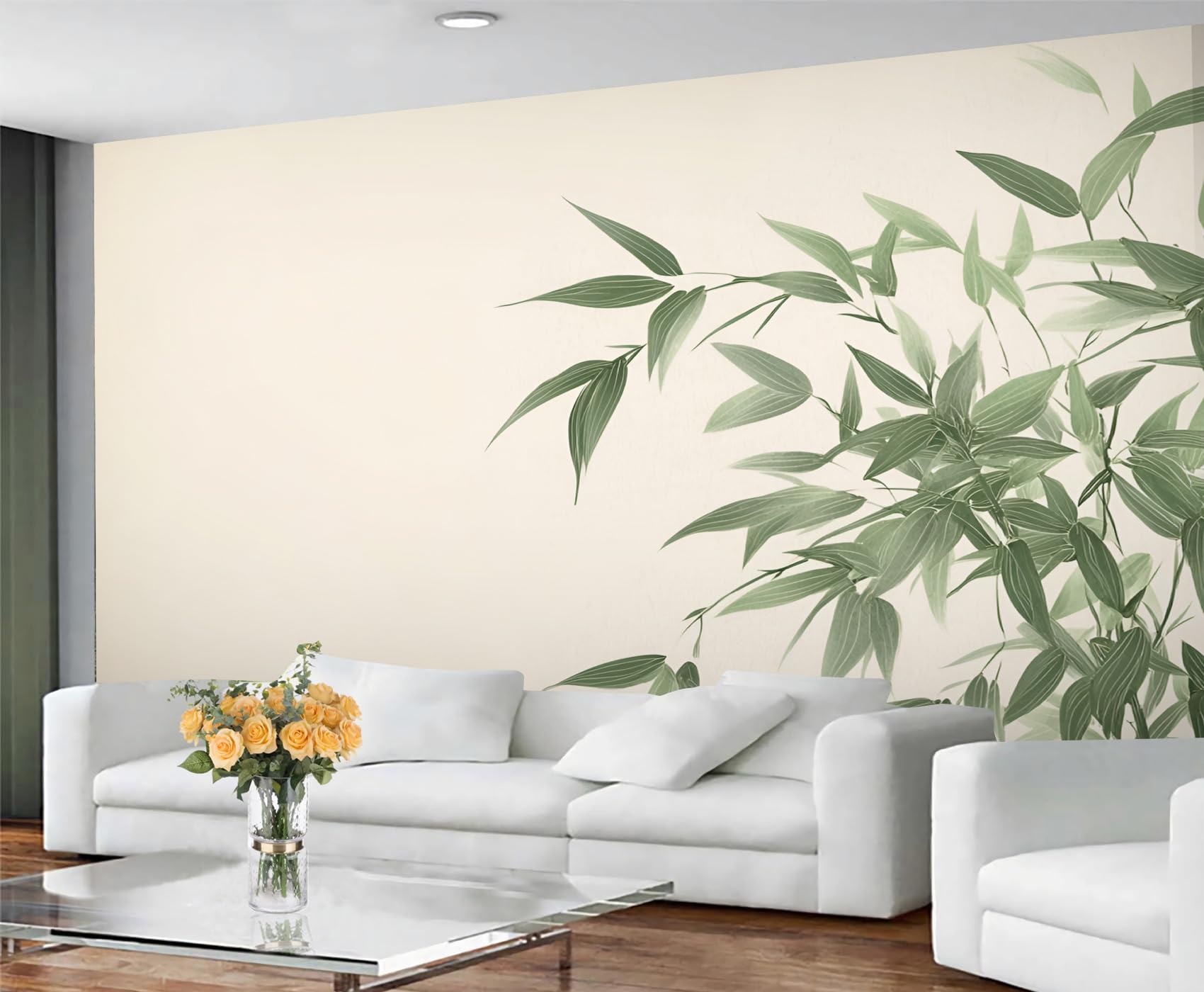 GIVLWF Wallpaper - Green Bamboo Home Decor & Mural, Asian Botanical Bedroom Wallpaper, Spring Nature Wall Paper for Living Room, Large Wall Mural (Not Self-Adhesive)