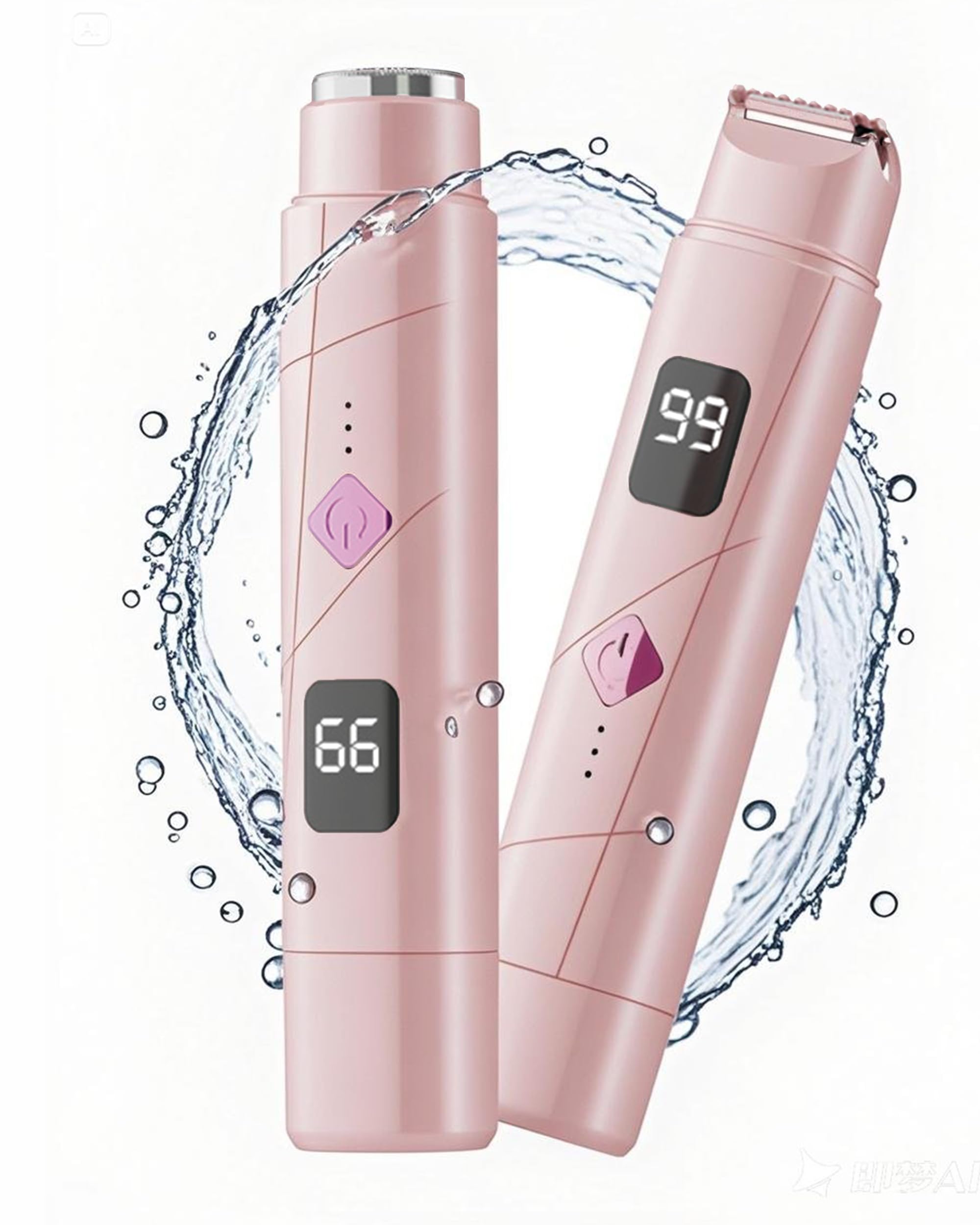 2 in 1 Electric Shaver for Women,Electric Razors Dual Head Bikini Trimmer for Women IPX7 Waterproof Wet & Dry Use Body Hair Trimmer and Facial Hair Remover for Bikini