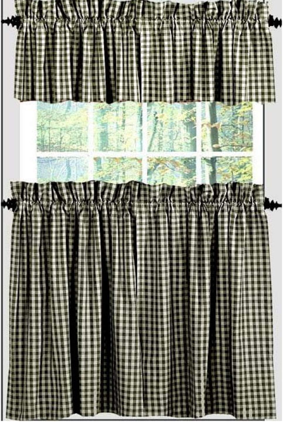 Home Collection by Raghu 2-Piece Heritage House Check Tier, 72 by 24-Inch, Black/Nutmeg
