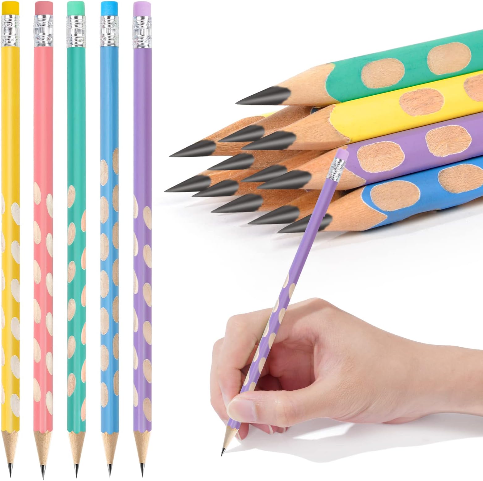 AUAUY #2 HB Pencils With Eraser, 12PCS Wood-Cased Cute Graphite Sketch Gift for Kids, Adults, School, Office, Wedding Party Favors