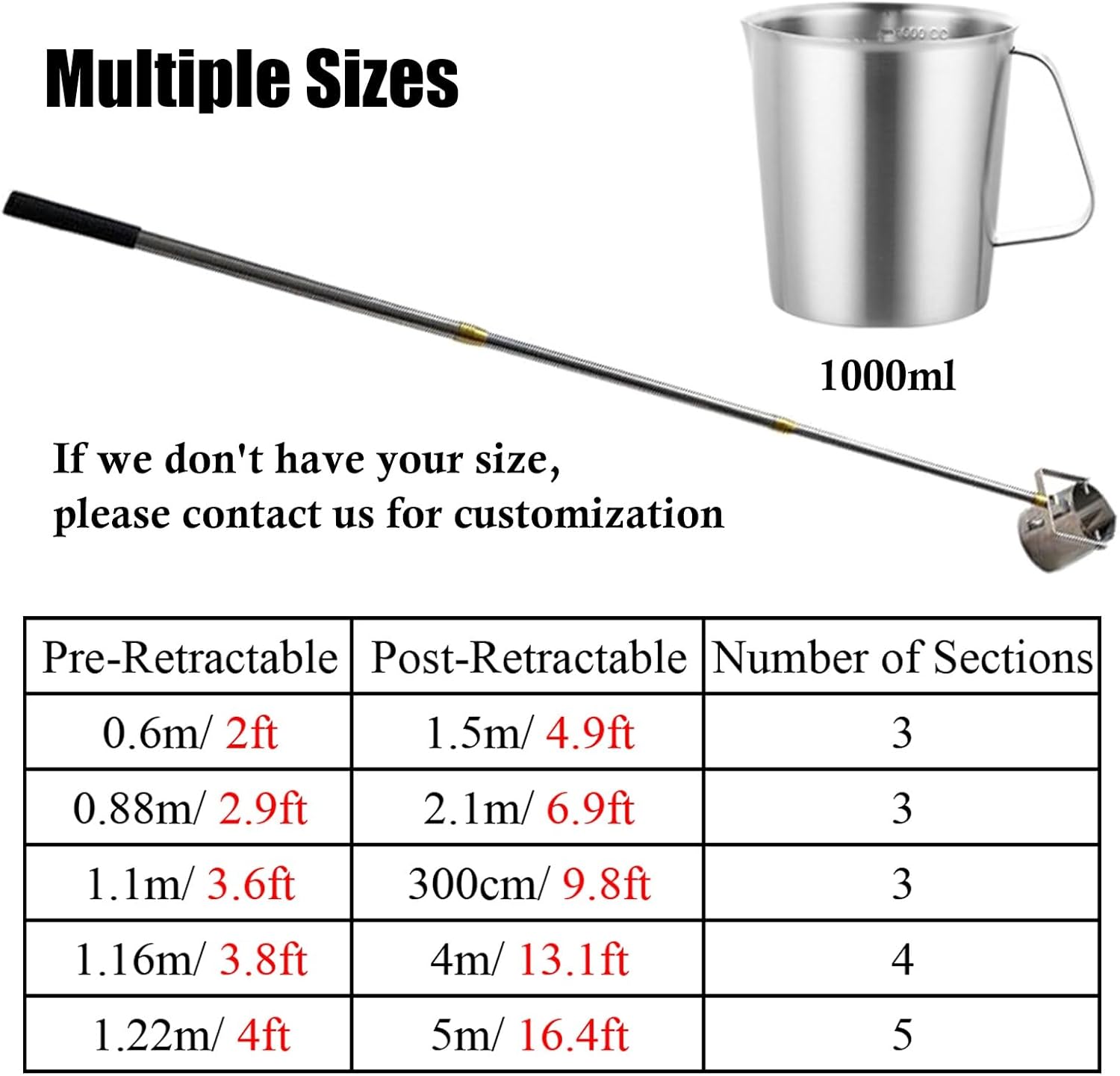 Telescopic Stainless Steel Wa-TER Sampling Pole, Water Sampler,Pendulum Beaker Sampler Ladle,Portable Mud Water Sampling Bucket,for Water Testing, Lab Sampling, Environmental Monitoring