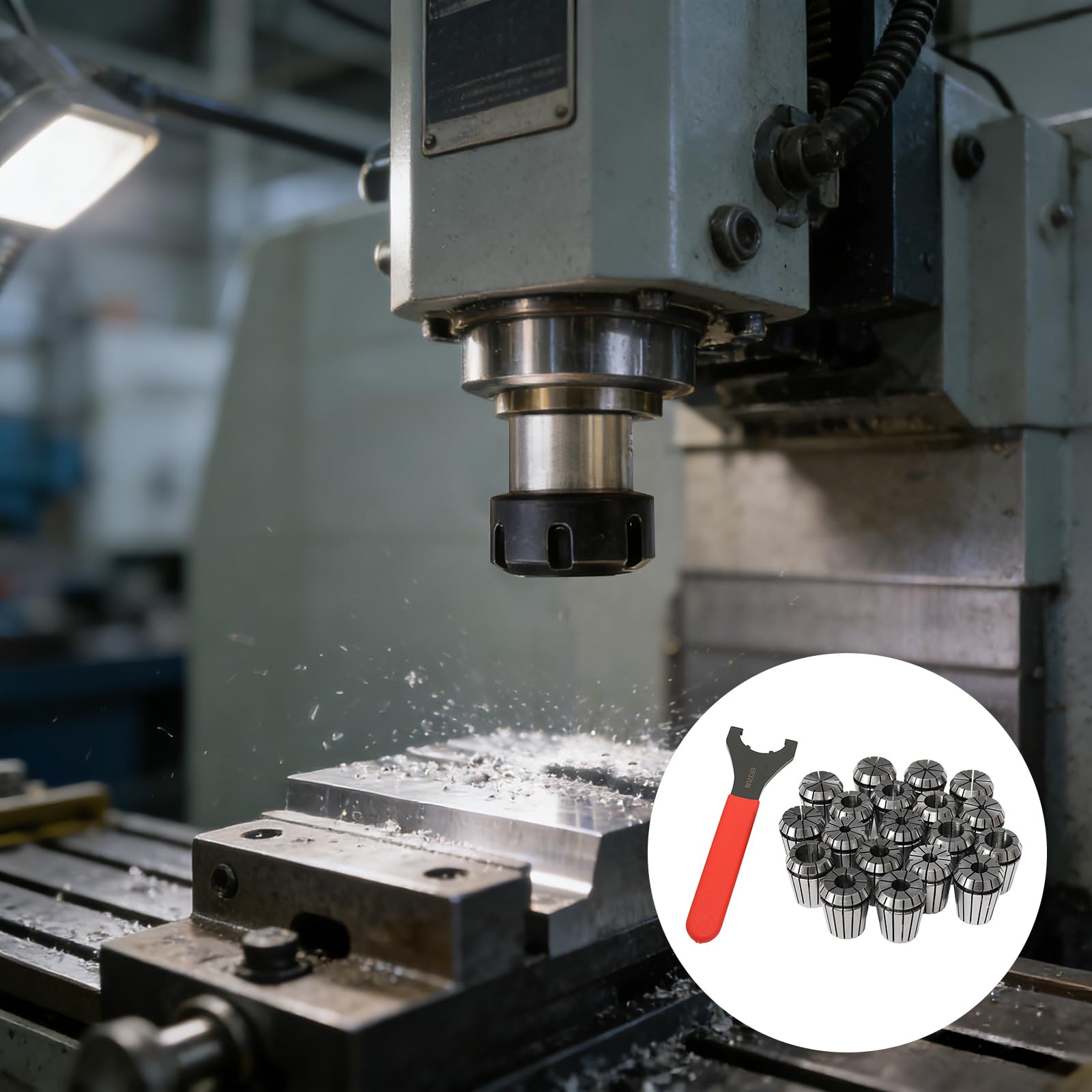 Set Pinze Molla Precisione ER32 19 Pezzi, Mandrino Portautensili Precisione 0.015Mm, Serraggio 2-20Mm, Trattamento Termico, Per Fresatrice CNC Tornio Incisione, Kit Completo Con Chiave E Scatola