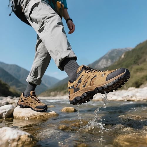 Miniatura 4 de CAMELSPORTS Zapatos de senderismo para hombre, zapatos de senderismo para hombre, tenis de senderismo ligeros de malla de cuero al aire libre