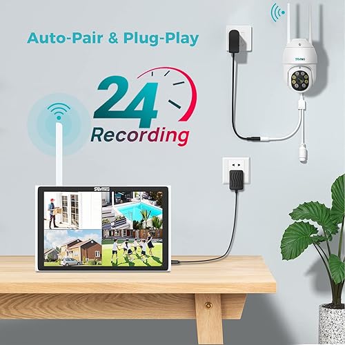 Miniatura 5 de 360 foco Sistema de cámara de seguridad SOVMIKU NVR de 8 canales con monitor de 10 pulgadas HDD de 1 TB 4 cámaras de vigilancia WiFi de 3 MP para