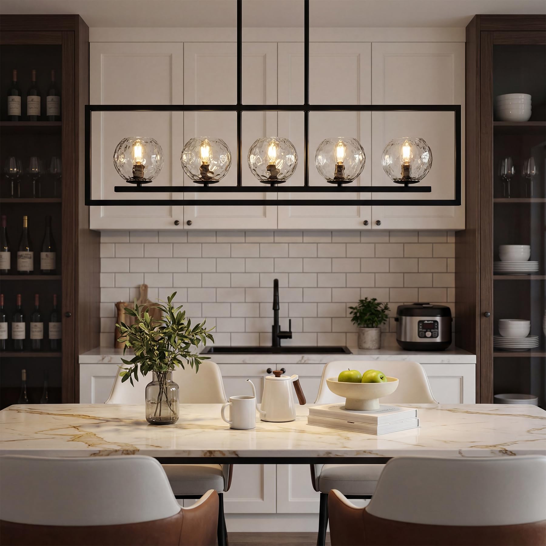 Tribesigns Moderne 5-flammige Hängeleuchte, höhenverstellbar, metallene Deckenleuchte für Esszimmer, Küche, Foyer, Eingangsbereich und Schlafzimmer (E14-Fassung, ohne Leuchtmittel)