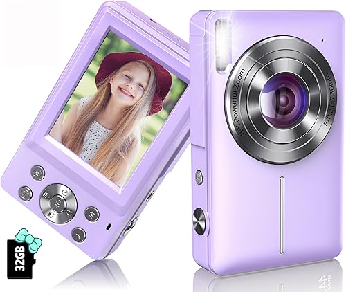Cámara digital, cámara digital FHD 1080P 2023 para niños con zoom de 16X, linterna, tarjeta de 32 GB, cámara de apuntar y disparar de 44 MP, cámara