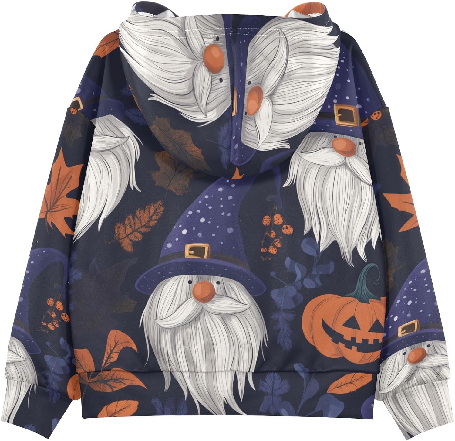 ZZXXB Gnome Maple Leaf Print Kids Sweatshirts Boys Girls Hooded Kangaroo Pocket Pullover Tops XS-XXL